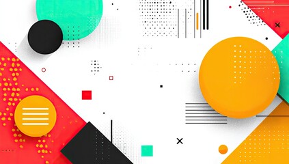 Abstract geometric shapes in vibrant colors, layered on white background