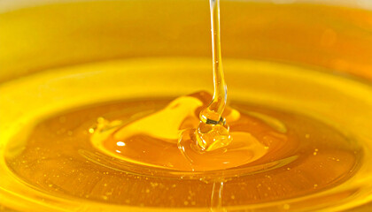 Liquid Gold: A close-up, enticing shot showcases the smooth, golden flow of pure, sweet honey. This image is a delicious visual ode to nature's bounty.