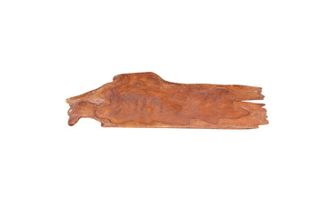 Single brown wood sign frame isolated on white background , clipping path