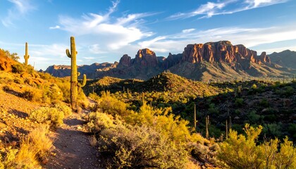 Desert landscape at sunset