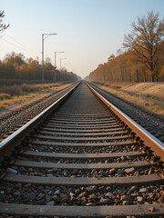 Fototapeta premium Railroad tracks stretching into the distance