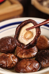 Fresh Shiitake Mushrooms with Chopsticks - Asian Cooking Ingredients
