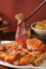 Hubei Waxed Chicken Chinese Specialty Food with Chopsticks Traditional Preserved Meat Cuisine