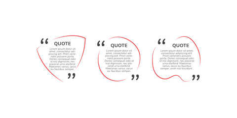 Quote box icon set including texting quote boxes, blank quote templates, speech bubble quotes, blog symbol, conversation design, communication decoration vector illustration