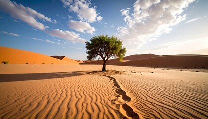 Desert landscape with lone tree