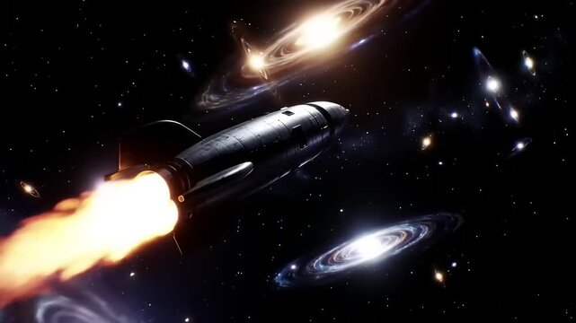 Rocket launch into galaxy