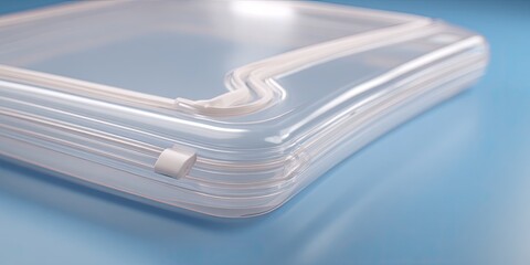 Clear, plastic, zippered case, likely for storage or travel