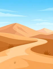 Desert landscape with winding path