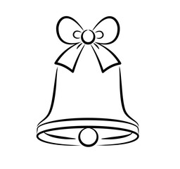 collection of elegant Christmas bell line art illustrations decorated with festive bows, perfect for holiday designs, greeting cards, invitations, and seasonal decorations. 