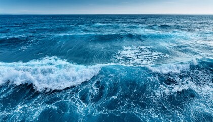 Blue Sea Texture With Waves And Foam