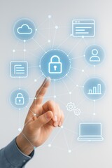 Secure Digital Connection Concept with Lock Icon and User Interface Elements for Online Safety