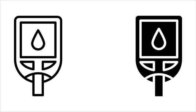 Glucometer icon set, Blood glucose meter test, testing strip diabetes Glucose monitor, glucometer pharmacy on white background