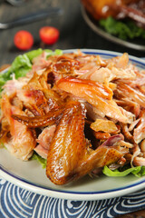Guangdong Style Smoked Duck - Traditional Chinese Cuisine with Lettuce Garnish