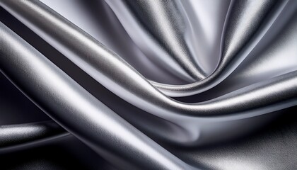 Close Up Of Elegant Silver Fabric With Soft Folds And Luxurious Texture