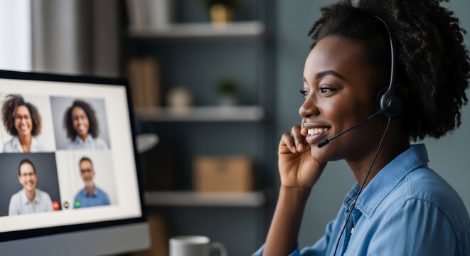 Engaged Professional Woman on a Video Conference Call