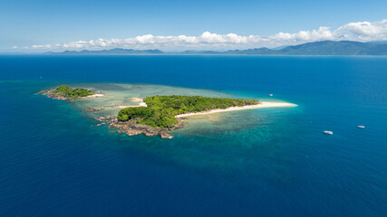 Island Great Barrier Reef tropical nature beautiful remote blue drone