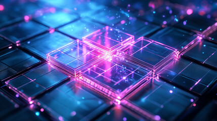 neon glowing lines sci fi grids 3d background