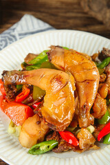 Hubei Hand-Torn Air-Dried Chicken Stir-Fry with Mushrooms - Traditional Chinese Preserved Meat Specialty Dish