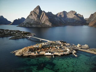 Gordijnen Poolcirkel Aerial photography of the Lofoten Islands in the Arctic Circle of Norway  © zheng