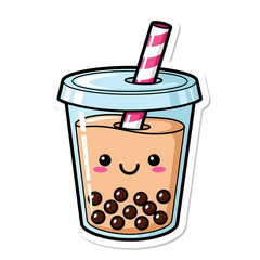 Cute Boba Tea Illustration:  Kawaii Bubble Tea Cup Design