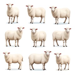 Nine sheep illustrations