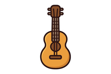Naklejka premium Ukulele icon vector. Acoustic guitar cartoon illustration. Hawaiian musical instrument symbol. String music concept for logo, web design. Flat simple graphic element isolated.