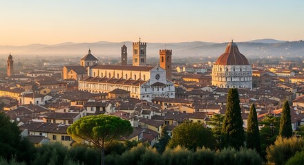 Obraz premium Panoramic View of Florence Italy at Sunrise.
