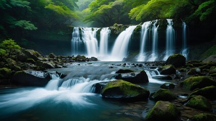 Furepe Falls (Japan) - World Waterfalls unveils the magical charm of Shiretoko Peninsula, where gentle waters flow gracefully off rugged cliffs into the ocean, blending elegance with natural grandeur