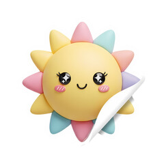 Cute Cartoon Sun: Pastel Rainbow Design, 3D Render