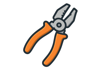 Fototapeta premium Pliers icon in flat cartoon style. Hand tool for repair and construction. Vector illustration of combination pliers for handyman or workshop. Industrial equipment symbol.