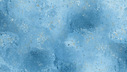 Vibrant Blue Abstract Art Design with Gold Flecks: Modern Acrylic and Watercolor Effect on Textured Surface