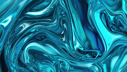 Abstract Art in Blue Tones: Liquid Texture and Marble Effect with Shiny Surface and Swirling Patterns - Modern Digital Background and Elegant Artistic Wallpaper