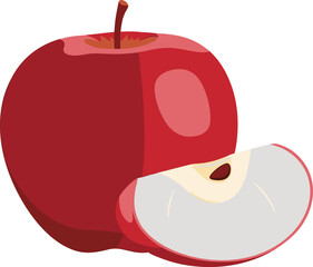 Fresh Red Apple and Juicy Slice for Healthy Fruit Snack and Natural Nutrition