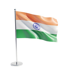 India Flag:  Waving 3D Render of the Indian National Ensign