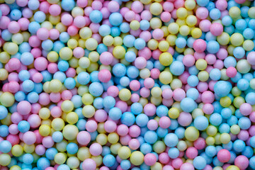 Colorful Pastel Balls in Bright Shades of Blue, Pink and Yellow