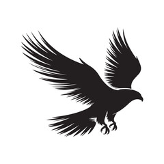 Obraz premium Silhouette of a soaring eagle vector isolated on white background.