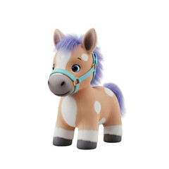 Cute Pony: 3D Render of a Palomino Foal with Lavender Mane and Halter
