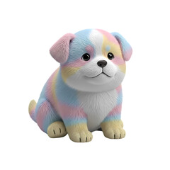 Pastel Rainbow Puppy: Digital Pet Render