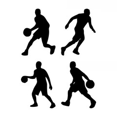 Four silhouettes of basketbal...