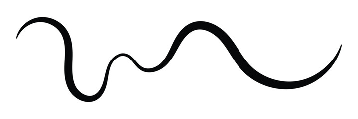 Curved calligraphic line strip, vector, ribbon like road element of calligraphy gracefully curved line .vector illustration. Eps 10.
