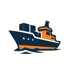 Cargo Ship Freighter Vector Icon