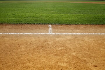 Pristine Baseball Infield First Base Line High-Quality Authentic Sports Field for Youth League Promotions and Facility Management Marketing Content