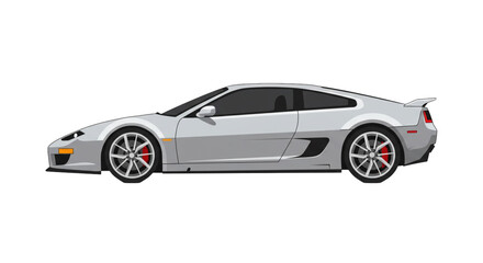 Fototapeta premium Flat Design Vector Illustration of a Silver Sports Coupe