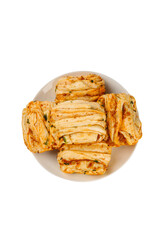 Savory Pork Rolls with Herbs on White Plate - Fresh Meat Appetizers Food Photography