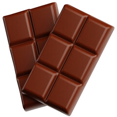 Two glossy milk chocolate bars delicious sweet snack dessert food
