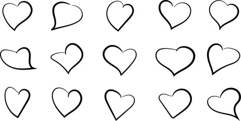Black heart shape outline outline - hand drawn love symbol grunge style romantic decorative element for valentine's day design.