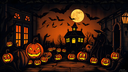 halloween background with castle