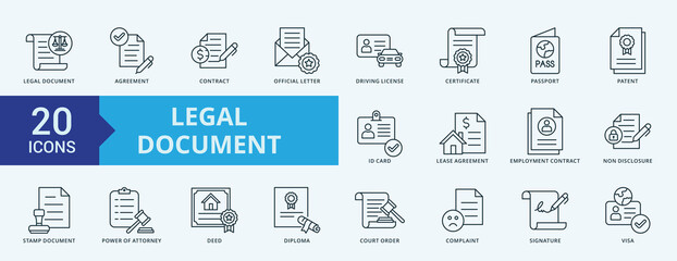 Legal Document Icon Pack Illustration Vector