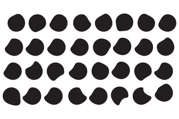 Random organic blob shapes. Black cube drops. Liquid organic amoeba silhouette blob in modern style.