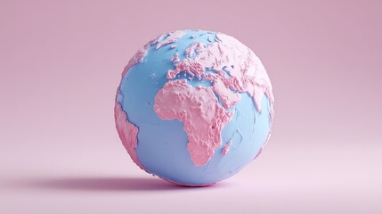 Pastel blue planet earth pink continents, global design